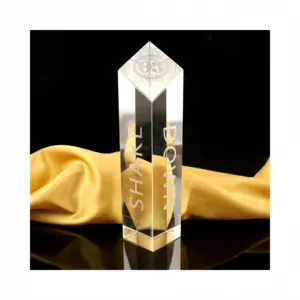कस्टम नृत्य के लिए स्तंभ आकार क्रिस्टल ग्लास ट्रॉफी पुरस्कार उपहार