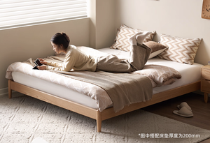 A1019 простой современный красный дуб дерево для взрослых татами двуспальная кровать каркас - Product Image 5