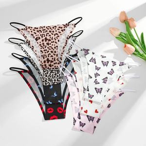 FINETOO Culottes sans couture pour femmes Culotte bikini léopard papillons taille basse sexy pour femmes Lingerie douce en soie de glace sans trace - Product Image 3