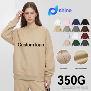High-quality Custom Printed Unisex Winter Solid Blank Loose Hoodie 350G Water-washed Round Neck <strong>T</strong>-<strong>shirt</strong> Sweater - Product Image 2