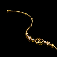 Bracelet en argent S925 exquis en gros, en stock, avec moissanite ronde lumineuse, motif étoile et cœur, idéal pour mariage romantique