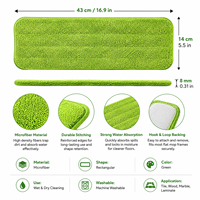 Tampons de rechange en microfibre pour balai serpillère vert, lavables, réutilisables, haute absorption, pour usage domestique