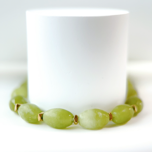 NS5124 Nuova Collana <span class=keywords><strong>di</strong></span> Perle in Pietra Naturale Ematite e Giada con Catena in Acciaio Inossidabile Placcato Oro 18K, Gioiello Quotidiano - Product Image 2