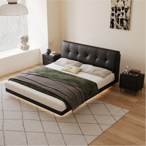 <span class=keywords><strong>Lit</strong></span> à <span class=keywords><strong>suspension</strong></span> moderne rembourré en similicuir avec cadre en chêne, taille King/Queen, confortable, écologique, durable, luxe pour chambre à coucher - Product Image 2