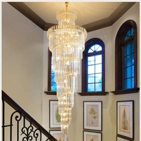 Lustre en spirale de grande taille à hauteur réglable pour salon et hall d'hôtel, idéal pour les maisons à architecture duplex