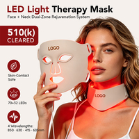 Masque de luminothérapie rouge avec panneau pour le cou et la poitrine, appareil de luminothérapie LED pour les soins de beauté à domicile