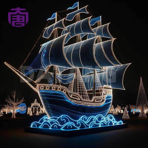 Grand motif lumineux 3D en forme de bateau à LED pour décorations de Noël en extérieur, festivals, expositions commerciales - Product Image 2