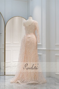 Ruolai LWC8120 nuovo stile monospalla e manica lunga abito da sera perline abiti da ballo - Product Image 3