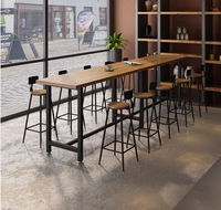 Table longue en bois massif, table haute étroite pour mur, idéale pour la maison, le balcon, les salons de thé, les bars et l'ameublement commercial