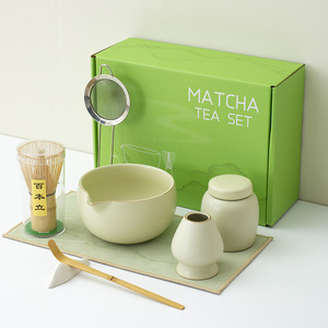 Kit <span class=keywords><strong>Matcha</strong></span> Best-Seller d'<span class=keywords><strong>Amazon</strong></span> : Fouet en Céramique, Bol Chasen, Brosse à Thé, Ensemble de Thé Japonais Personnalisé - Product Image 1