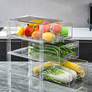 Refrigerator Freezer Drawer Organizer Transparent Rectangle BPA Free Food Grade Storage For Kitchen Fridge Organization - Product Image 4
