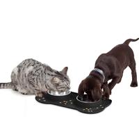 Bols pliables modernes en acier inoxydable arrondis pour chiens et chats, anti-fuite, avec tapis en silicone antidérapant, portables, légers, durables et écologiques