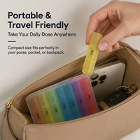 Boîte de rangement portable grande capacité en PP pour pilules avec couvercle en PU, organiseur de médicaments 7 jours pour la maison et les voyages