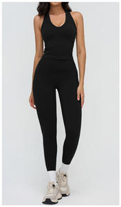 ชุดโยคะ เสื้อกล้ามแขนยาวพิมพ์ลายสำหรับผู้หญิง ระบายอากาศได้ดี น้ำหนักเบา กางเกงขาสั้นเอวสูงทรง Biker พร้อมโลโก้ด้านหน้า ผลิตจากผ้าสแปนเด็กซ์/ไนลอน - Product Image 3