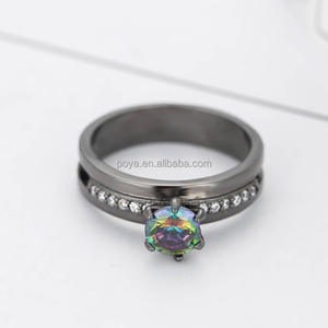 خاتم نحاسي مكعّب عصري قابل للتكديس من POYA ، تاج الأبد ، حجر الزركون الماسي لحفلات الخطوبة - Product Image 5