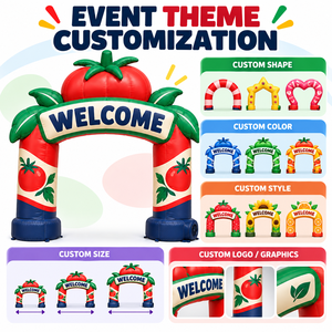 Arche gonflable personnalisée pour festival <span class=keywords><strong>de</strong></span> tomates avec feuilles <span class=keywords><strong>de</strong></span> <span class=keywords><strong>tomate</strong></span> pour marché agricole, événement alimentaire, entrée extérieure, promotion <span class=keywords><strong>de</strong></span> marque, vente en gros - Product Image 3