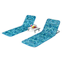 Tapis de plage pliable et léger, siège de relaxation rembourré portable avec sangle de transport et poche zippée, rayures multicolores claires