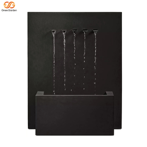 Fontaine murale de jardin contemporaine rectangulaire en aluminium noir à 5 becs, résistante aux intempéries, à poser au sol, taille personnalisable - Product Image 6