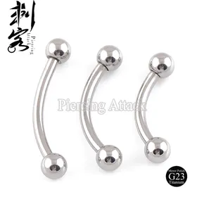 Highly Polished G23 Titanium Body Jewelry 14 Gauge Titanium Banana Eyebrow With Ball