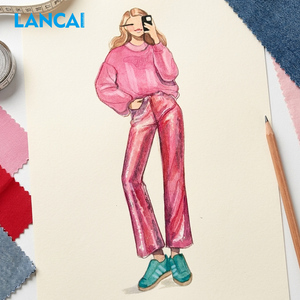 Women's 2 Piece <b>Set</b> Knitted Pink Sweater With Pocket Loose Fit Pants Casual Daily Wear All Seasons Breathable Top And Bottoms - Product Image 1