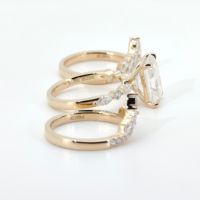 Bague de mariage Telula personnalisée en or massif 18 carats avec diamant de laboratoire taille radiant de 3,5 carats, bague de fiançailles en moissanite taille radiant