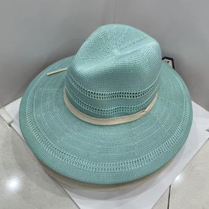 <span class=keywords><strong>Chapeau</strong></span> de cowboy en paille <span class=keywords><strong>Stetson</strong></span> à large bord de style occidental pour hommes et femmes, accessoire de mode de voyage, matériel d'herbe naturelle rayé - Product Image 3