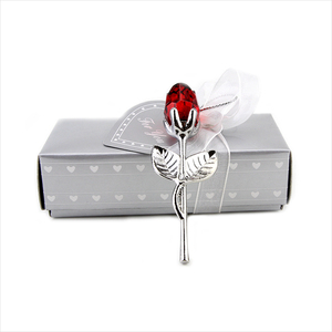 Flor Artificial de cristal rosa, varilla de oro y plata para novia, regalos de boda para invitados, venta al por mayor - Product Image 1