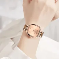 Montre à quartz pour femme Hannah Martin, design créatif à deux aiguilles, forme demi-baril, style européen et américain, résistante à l'eau, 1251
