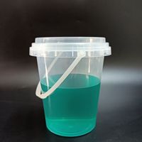 Seau en plastique transparent PP de qualité alimentaire SP2409 avec poignée et couvercle, grande capacité, jetable, pour fruits, thé, bubble tea, à emporter