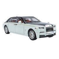 Modèle de voiture Phantom en alliage moulé sous pression à l'échelle 1:18, avec éclairage de plafond étoilé, pièces ouvrables, fonction pull-back, 4 roues motrices, direction, piles bouton