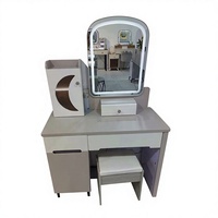 Ensemble de coiffeuse moderne en bois blanc crème avec miroir LED sur pied et rangement pour chambres de filles et hôtels