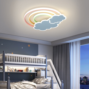 Lampada da Soffitto Creativa per Cameretta Bambini con Nuvole Bianche e Rosa, Luce da Soffitto Romantica e Calda con Arcobaleno - Product Image 4