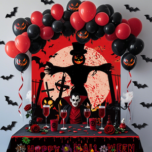 Set de Globos Temáticos de Halloween, Látex Duradero, Decoración con Cola de Pez y Guirnalda de Calavera, para Uso Interior Infantil - Product Image 6