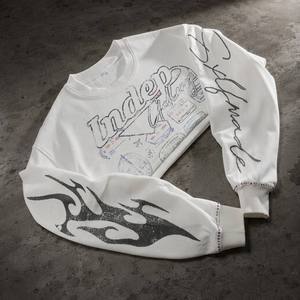 Camiseta térmica de manga larga para hombre, de punto gofrado, corte holgado, con estampado gráfico de sellos de pasaporte, estilo urbano y streetwear. - Product Image 6