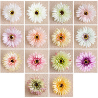 DY1-3338 Tête de fleur artificielle en soie (gerbera, marguerite, chrysanthème) pour décoration murale de mariage