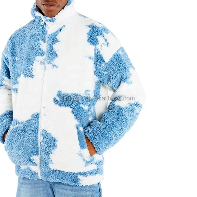 Finch Garment Hot Style Custom Tie Dye giacca Sherpa giacche in pile Casual oversize per uomo