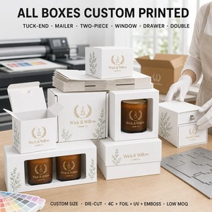 <span class=keywords><strong>Caja</strong></span> <span class=keywords><strong>de</strong></span> Cartón Blanca Moderna para Velas, Impresión Personalizada, Plegable, para Velas <span class=keywords><strong>de</strong></span> Soja, MOQ Bajo - Product Image 4