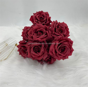 QSLH-CF240 fleurs artificielles en soie 9 têtes bouquet de roses bouquet de fleurs bouquet de fleurs en soie rosiers Arrangement floral mariage - Product Image 3