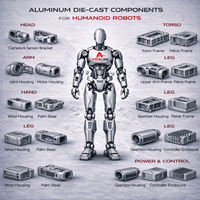 AsiaLink OEM - Estructura de Pierna Inferior y Pantorrilla de Aluminio Fundido a Presión para Robot Humanoide Industrial AL260330-10, MOQ 1 Pieza