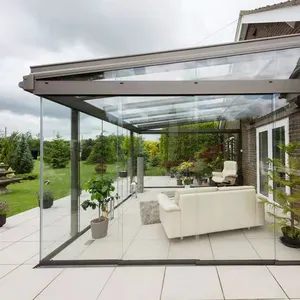 Professionele Productie Balkon Schuifdeuren Vouwen Glazen Deuren High-End Frameloze Glazen Schuifdeur