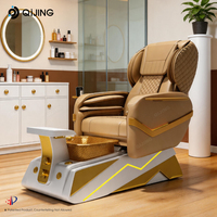 Sillón de Pedicura Eléctrico Profesional de Lujo con Masaje, Bomba de Drenaje y Luces de Colores para Salón de Uñas