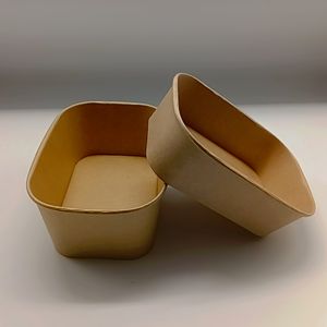 Couvercles rectangulaires jetables en papier biodégradable de qualité alimentaire, résistants aux fuites et à la graisse, en papier kraft, vente en gros pour salades rapides - Product Image 3