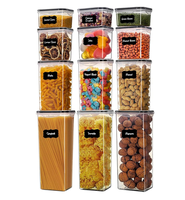 Ensemble de 12 contenants de stockage de nourriture sèche en plastique PP hermétiques avec des contenants pour riz, sucre et farine, organisateurs de cuisine