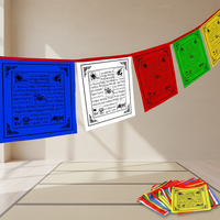 Drapeau tibétain bouddhiste Lungta en satin de nylon imprimé numériquement, anti-plis, 10x10 pouces, vente directe d'usine sur mesure