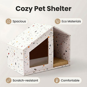 Maisonnette en <span class=keywords><strong>carton</strong></span> pour <span class=keywords><strong>chat</strong></span> avec griffoir, <span class=keywords><strong>abri</strong></span> pliable et durable pour <span class=keywords><strong>chat</strong></span> pour usage intérieur - Product Image 3