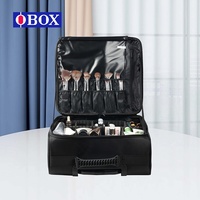 Профессиональный косметический чемодан OBOX в винтажном стиле, черный, на колесиках, с молнией, для путешествий и макияжа