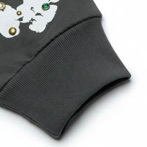 Sweat-shirts à capuche pour hommes de qualité supérieure 100% coton, pulls, vêtements de rue, survêtements, denim, impression en relief, sweat-shirt à strass, déchirures - Product Image 1