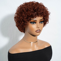 Perruque Courte et Lisse WH KELSEY en Cheveux Humains Brésiliens Remy pour Femmes Noires, Faite à la Machine, 100% Cheveux Humains, Densité 150%
