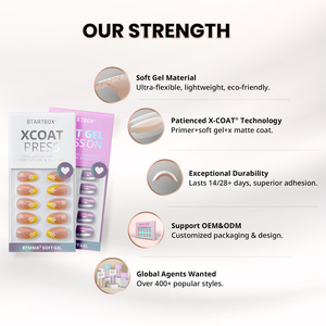 Faux ongles à presser en gel souple French Manucure avec colle, vente en gros, haute qualité, réutilisables, courts, forme amande, fournitures - Product Image 5