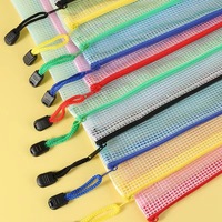 Precio de fábrica Transparente A3 A4 A5 A6 Bolsa impermeable duradera Bolsa de malla de plástico de PVC Organizador de documentos Carpeta de archivos con cremallera